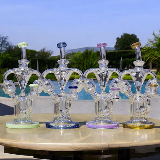 4 PACK Monark Double Chamber Recycler w/ Dual showerhead perk Uptake Tubes