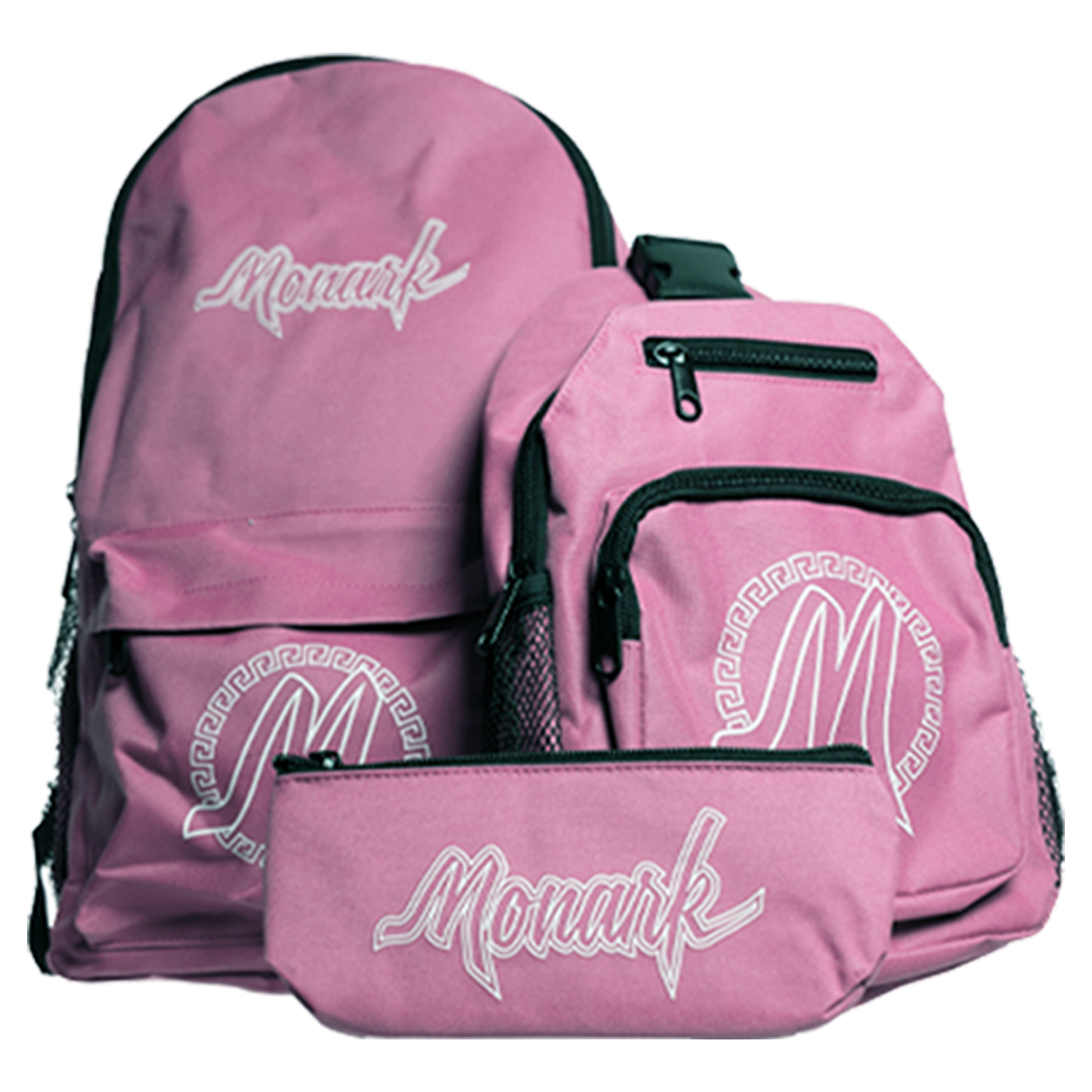 Pink Monark Backpack w/ Pink Shoulder Bag & Pink Pouch